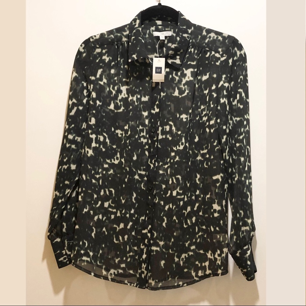 GAP SHEER CAMOUFLAGE PRINT BLOUSE